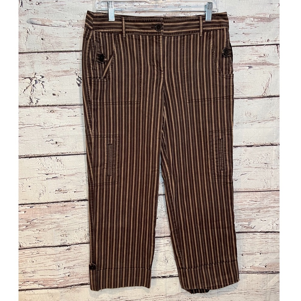 LOFT Denim Cropped Jeans with Brown/Tan Stripes-6